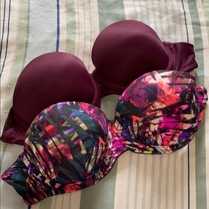 2 x Pink Victoria secret push up bras size 34A